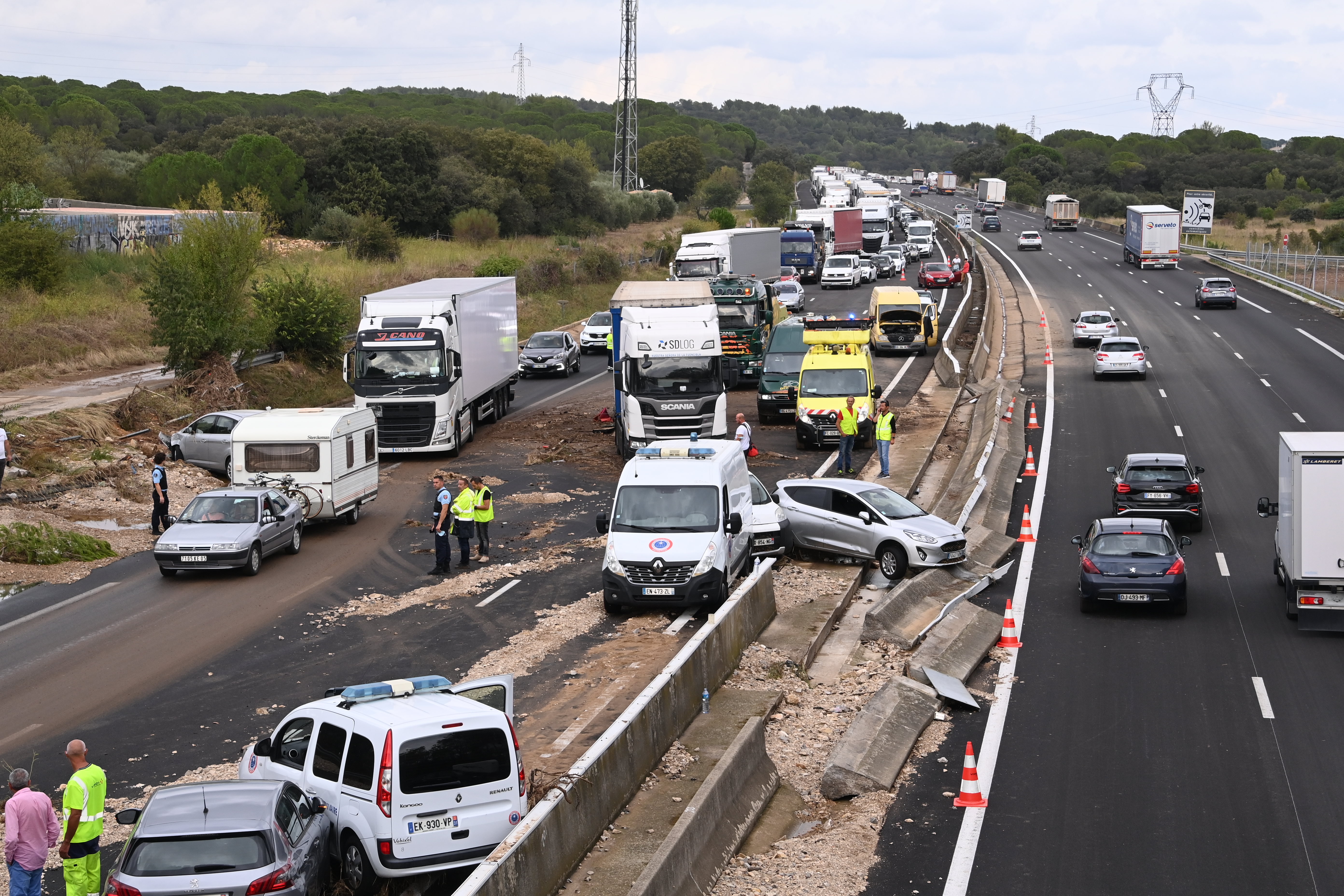 Inondation sept 2021 BV vistre A9 (© source SDIS 30)